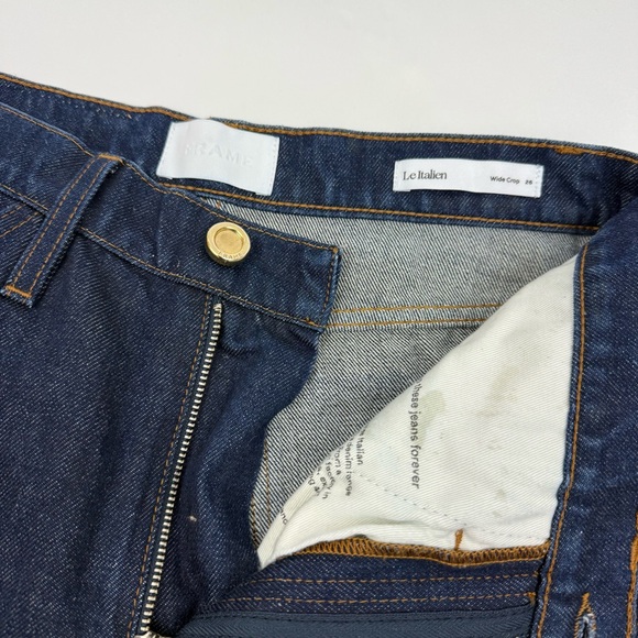 Frame Denim Le Italian Wide Leg Crop Jeans Rinse Dark Wash Rigid Denim High Rise - Picture 8 of 16